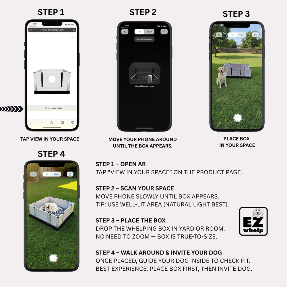 Dog Whelping Box Kit | EZclassic Box with Rails & Pads – EZwhelp